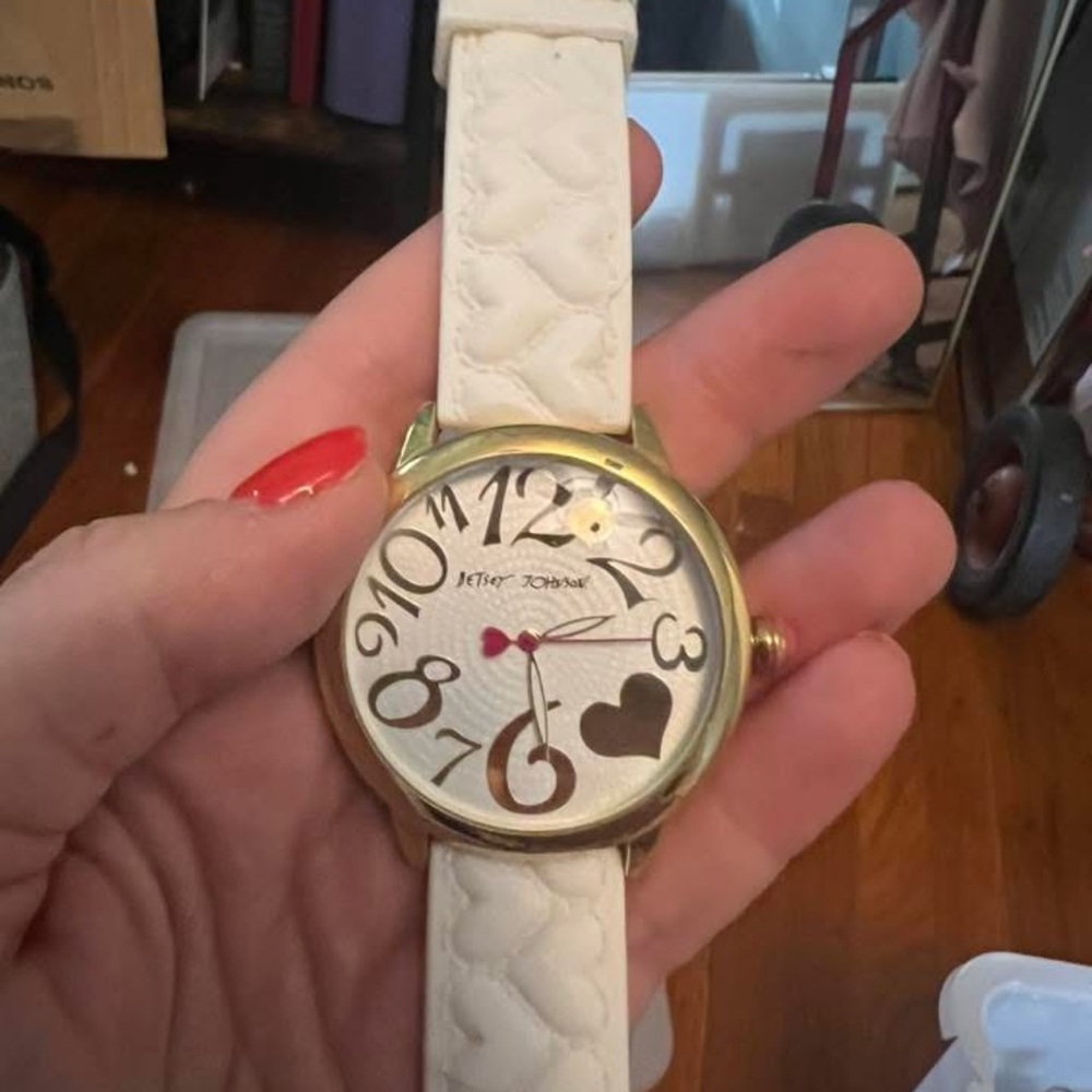 Betsey Johnson Gold and White Watch